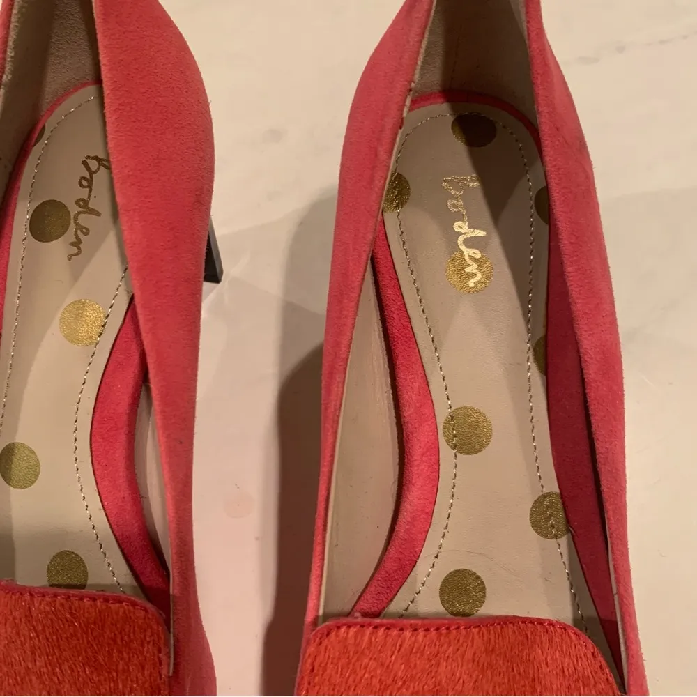 Boden Amber Cowhide and Suede Heels Squared Toe Pink Size 7 - Image 10