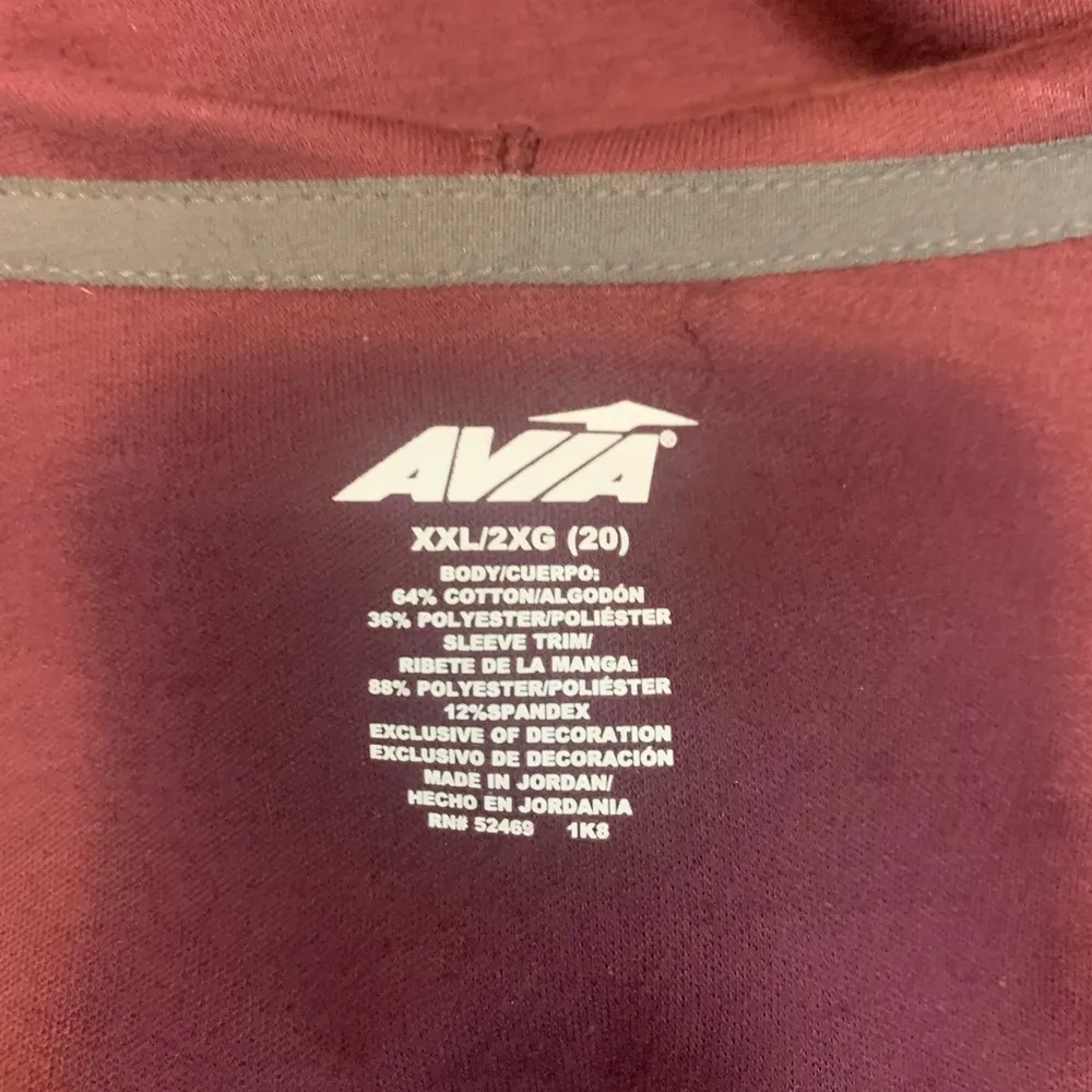Avia Zip Jacket 2XL Burgundy Hooded Zip Up - Image 4