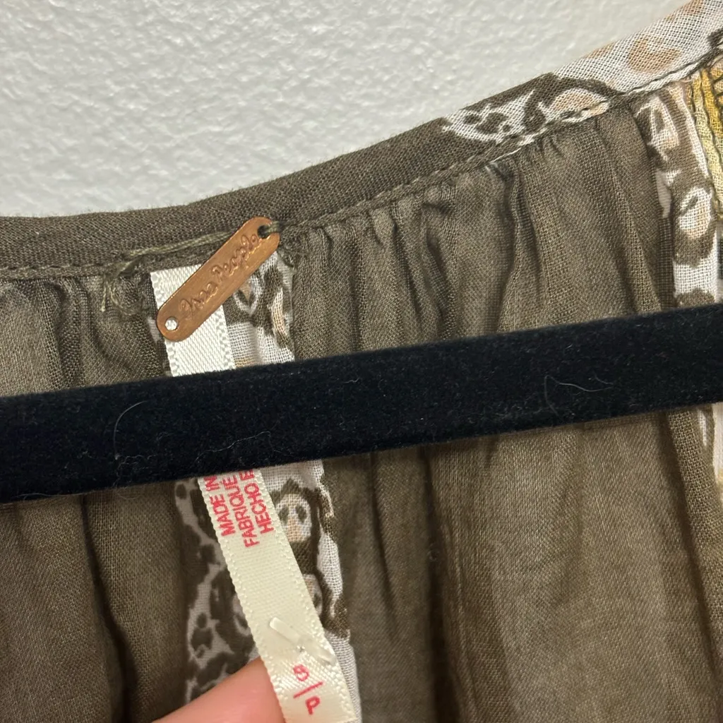 NWT Free People Elena Floral Print 100% Cotton Top in Cocoa Combo - Size S - Image 6