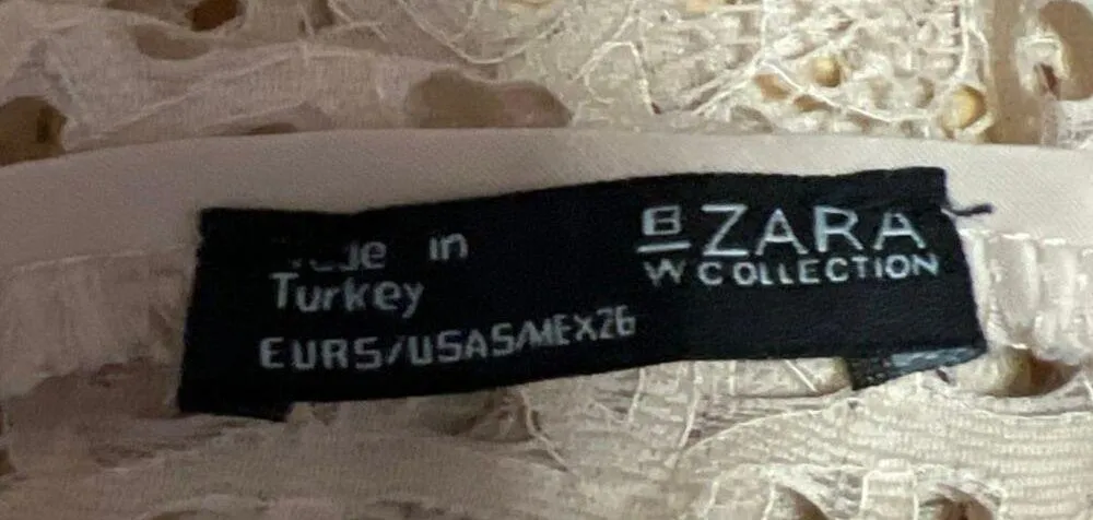 Zara Cream White Eyelet Lace Sleeveless Crew Neck Sheer Cover Up Crop Tank Top S - Image 4