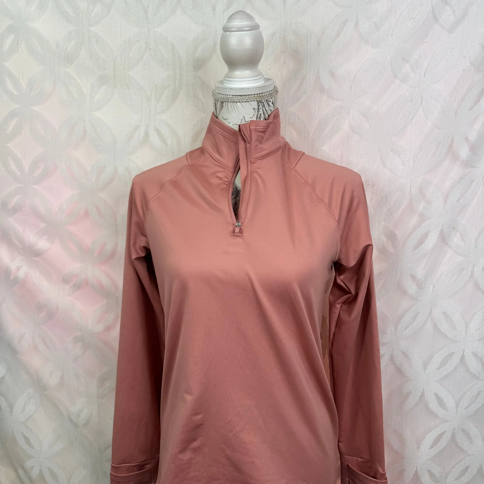 Athleta Conch Pink Whistler Half Zip Back Zip Pocket Pullover‎ Size XS - Image 12