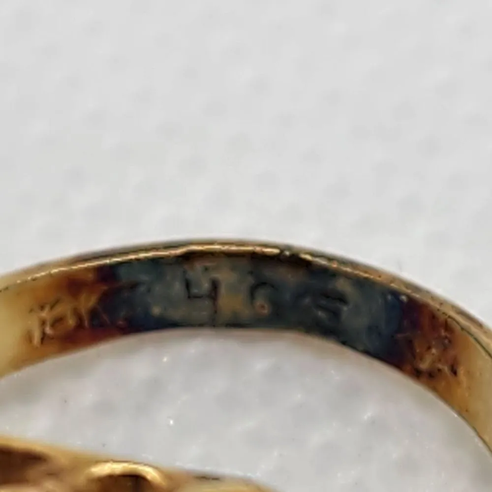 Vintage 18 Karat HGE & Green Rhinestone Ring (3.75) Green - Image 6