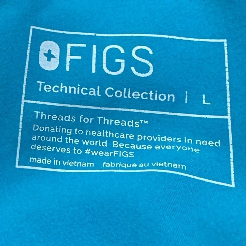 Figs Technical Collection Blue Green Scrub Pants Women’s Large - Image 3