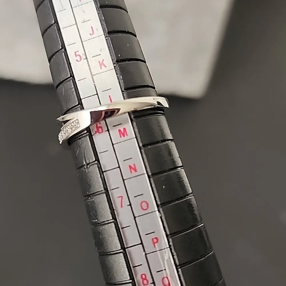 White Gold Filled Heart CZ Ring New Silver - Image 3