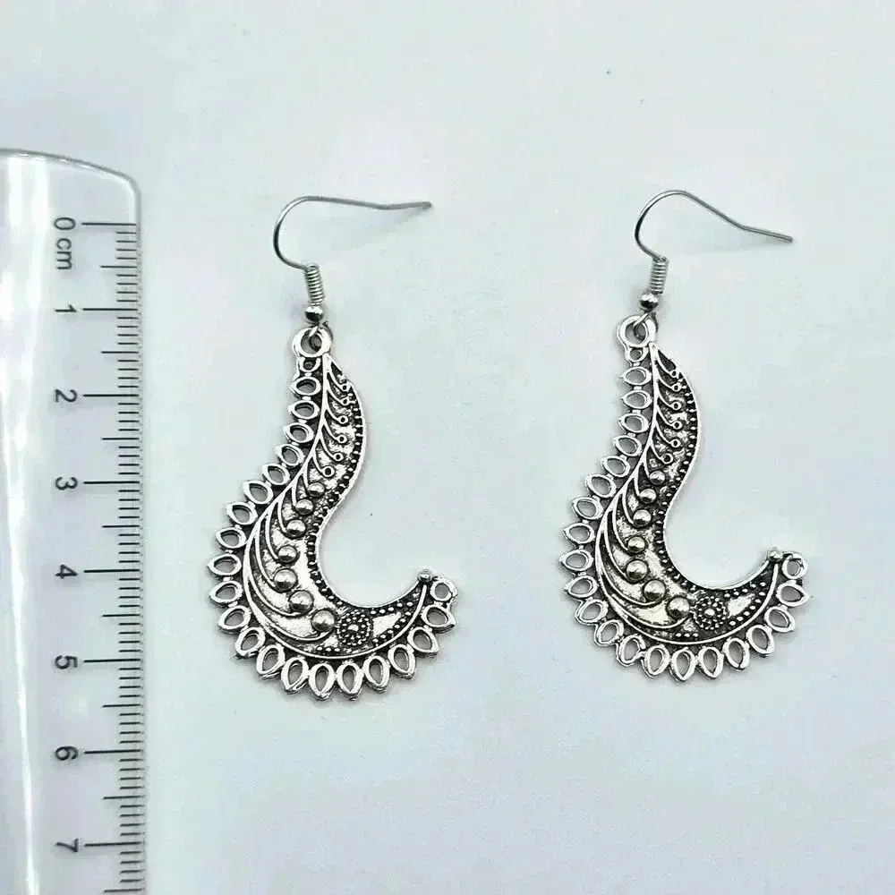 Silver Dangle‎ Floral Hoop Stud Earring Fashion Boho Retro Jewelry ZB01#05 - Image 3