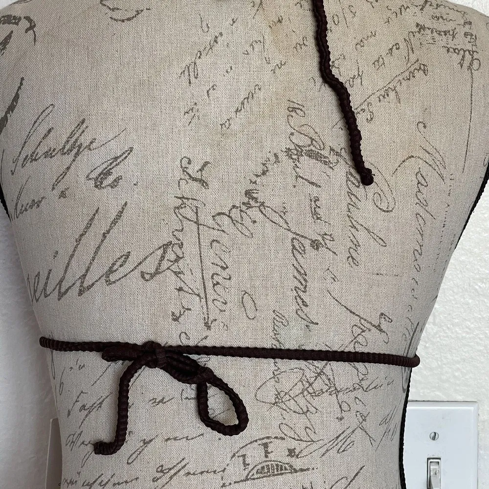 Motf Shein Bikini Bra Top Brown Ribbed Size XS Back Tied Beads Padded NWT Summer - Image 15