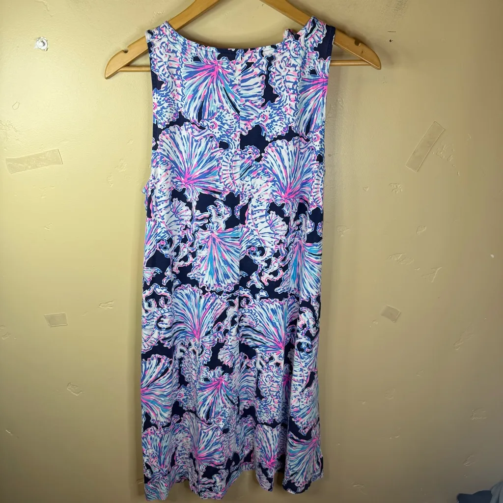 Lilly Pulitzer Luella Tropical Resortwear Dress in Deep Sea Navy Shells Bells M‎ - Image 8