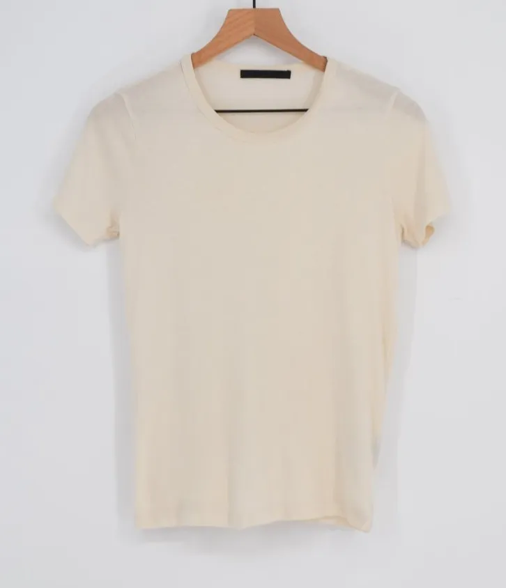 Jenni Kayne Cotton Slim Fit Tee in Ivory Women's S Short Sleeve Solid Crewneck - Image 1