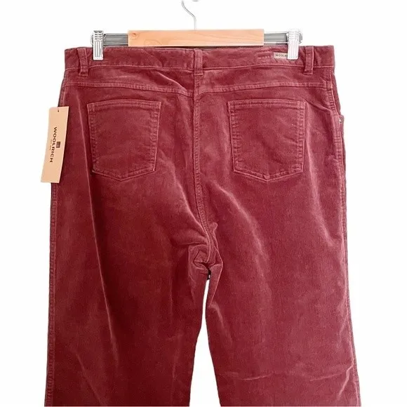 NWT Woolrich Holly Hills Stretch Corduroy Pants Brick Red Straight Leg Size 14 - Image 5