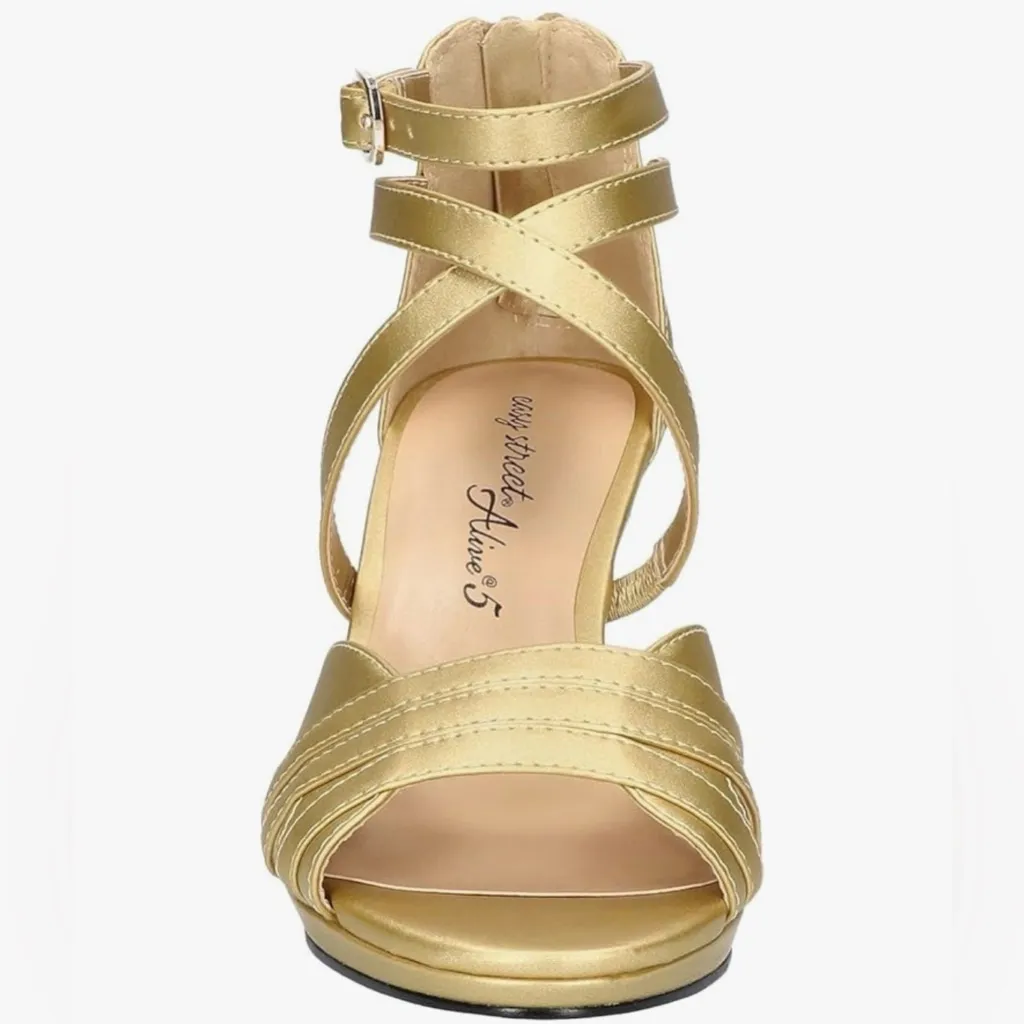 NEW Easy Street Gold Crissa Padded Insole Heeled Sandal 7.5 $70 - Image 5