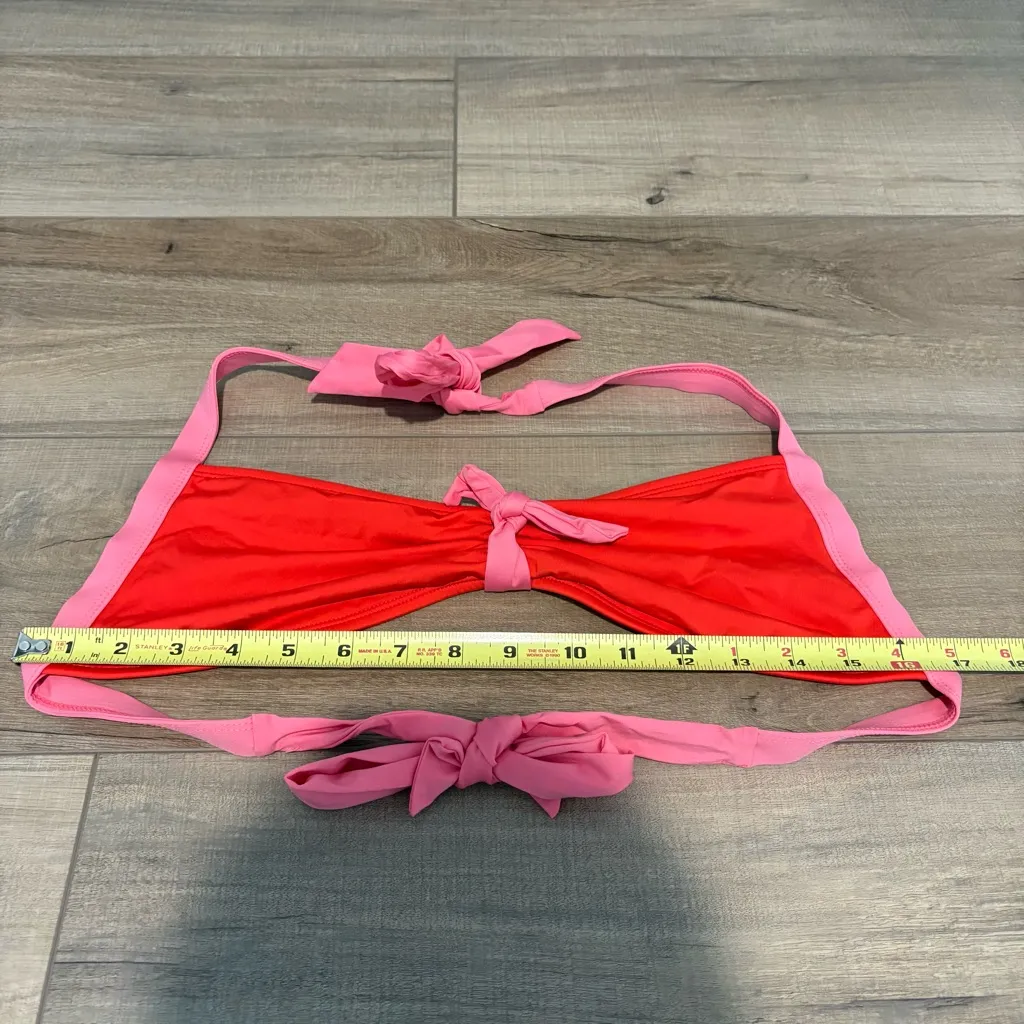 Tommy Hilfiger bow bikini top pink red size large - Image 4