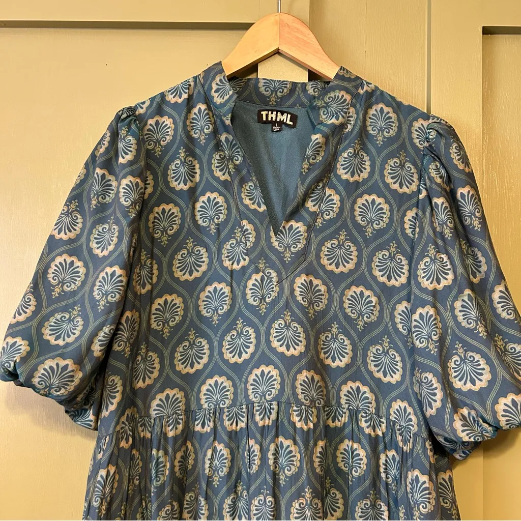 THML Teal Floral Print Dress - Image 2