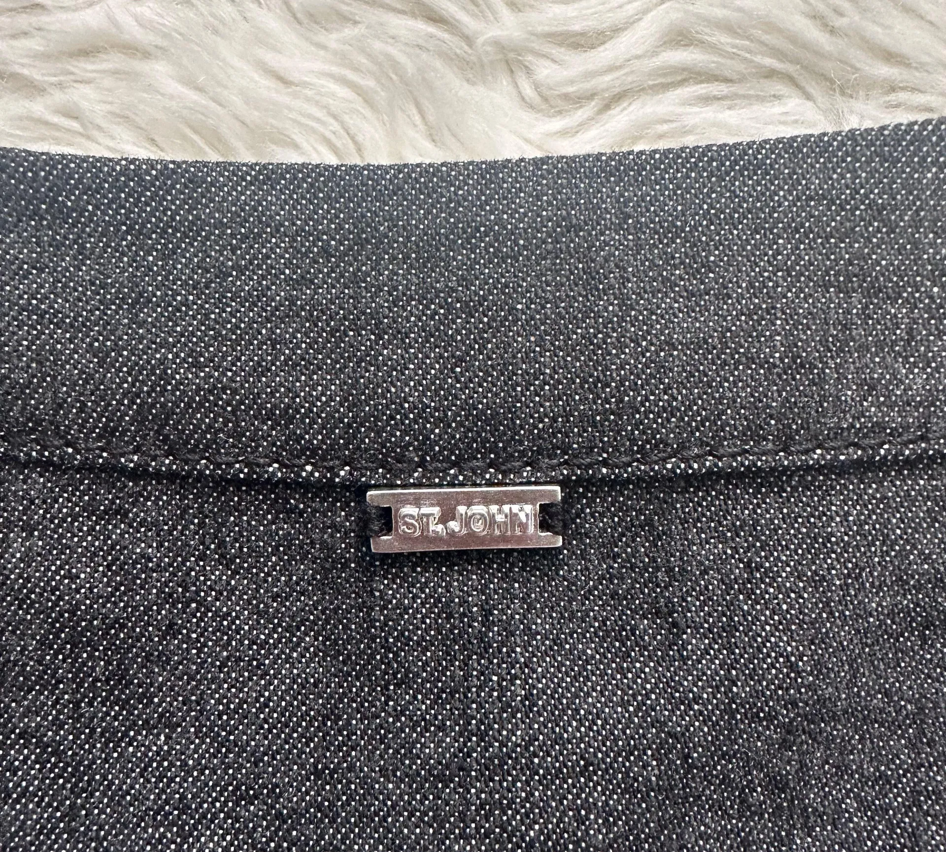 Jacket Full Zip Up 3/4 Sleeves Collarless Pockets Denim Black L - Image 7