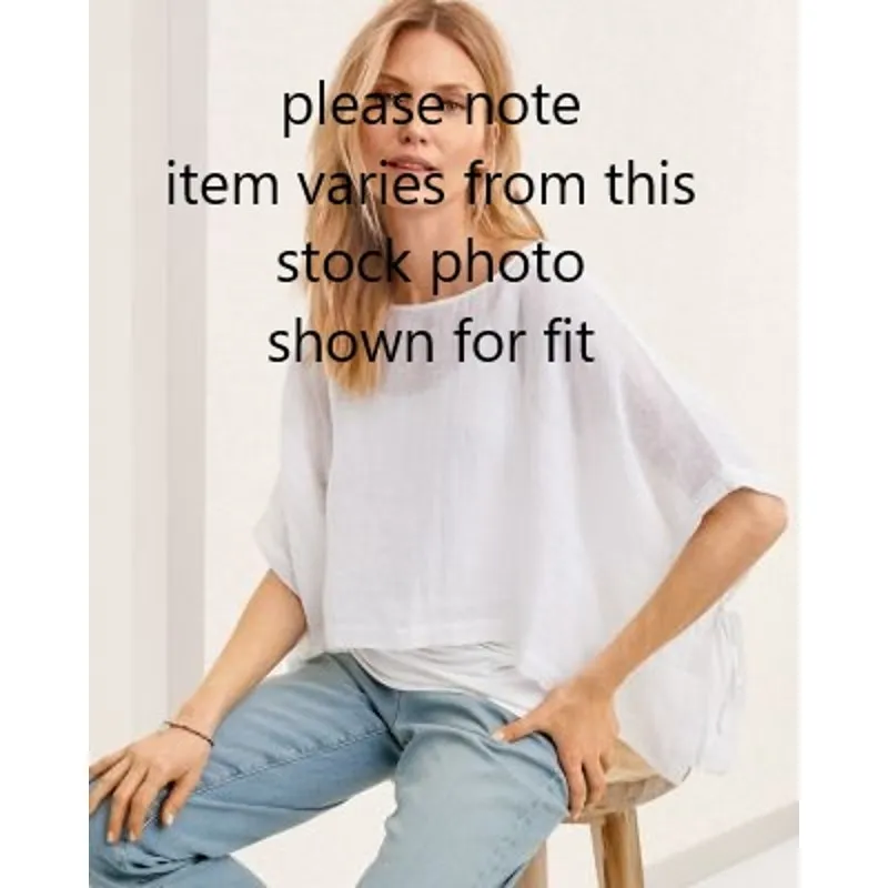 EILEEN FISHER | L | Organic Linen Gauze Bateau Neck Poncho Knit Sweater Pullover - Image 2