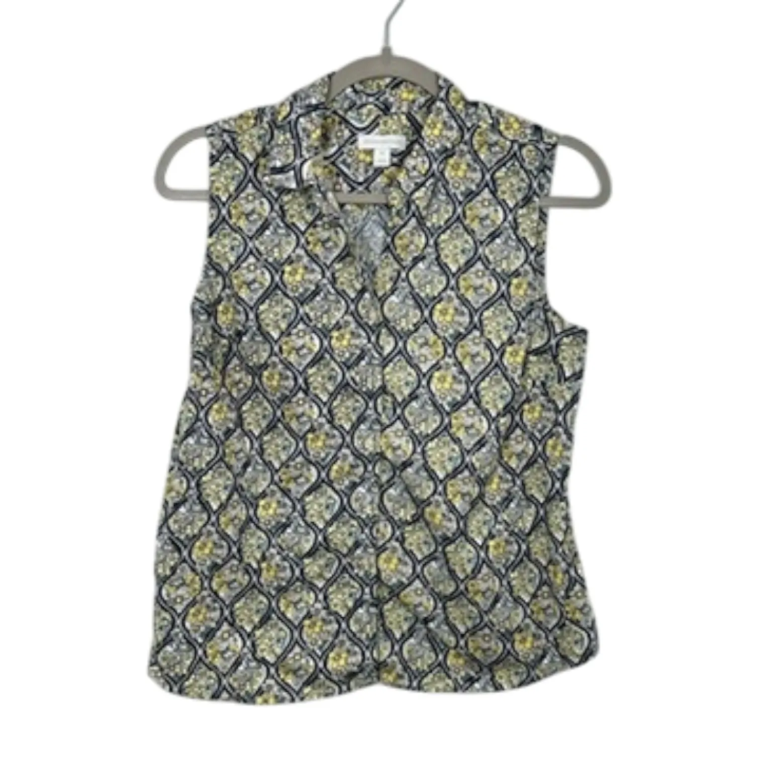 Charter Club Sleeveless Button Down Shirt Geometric Floral Print Women's Size 6P - Image 2