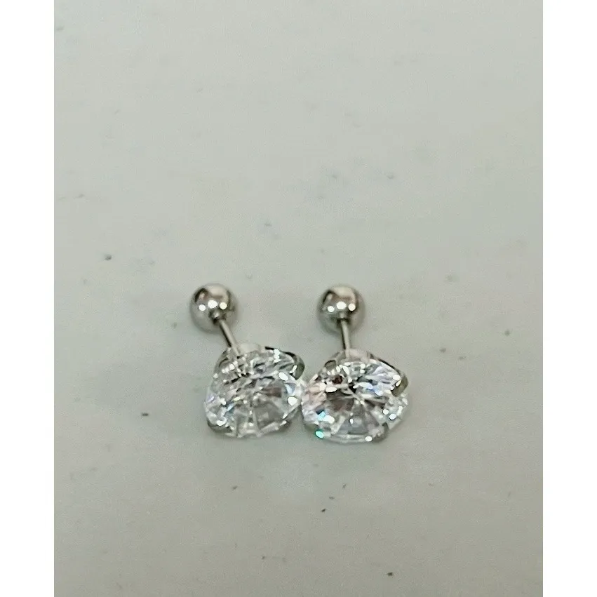 Silver Diamond Stud Post Earrings Jewelry 💎 - Image 3