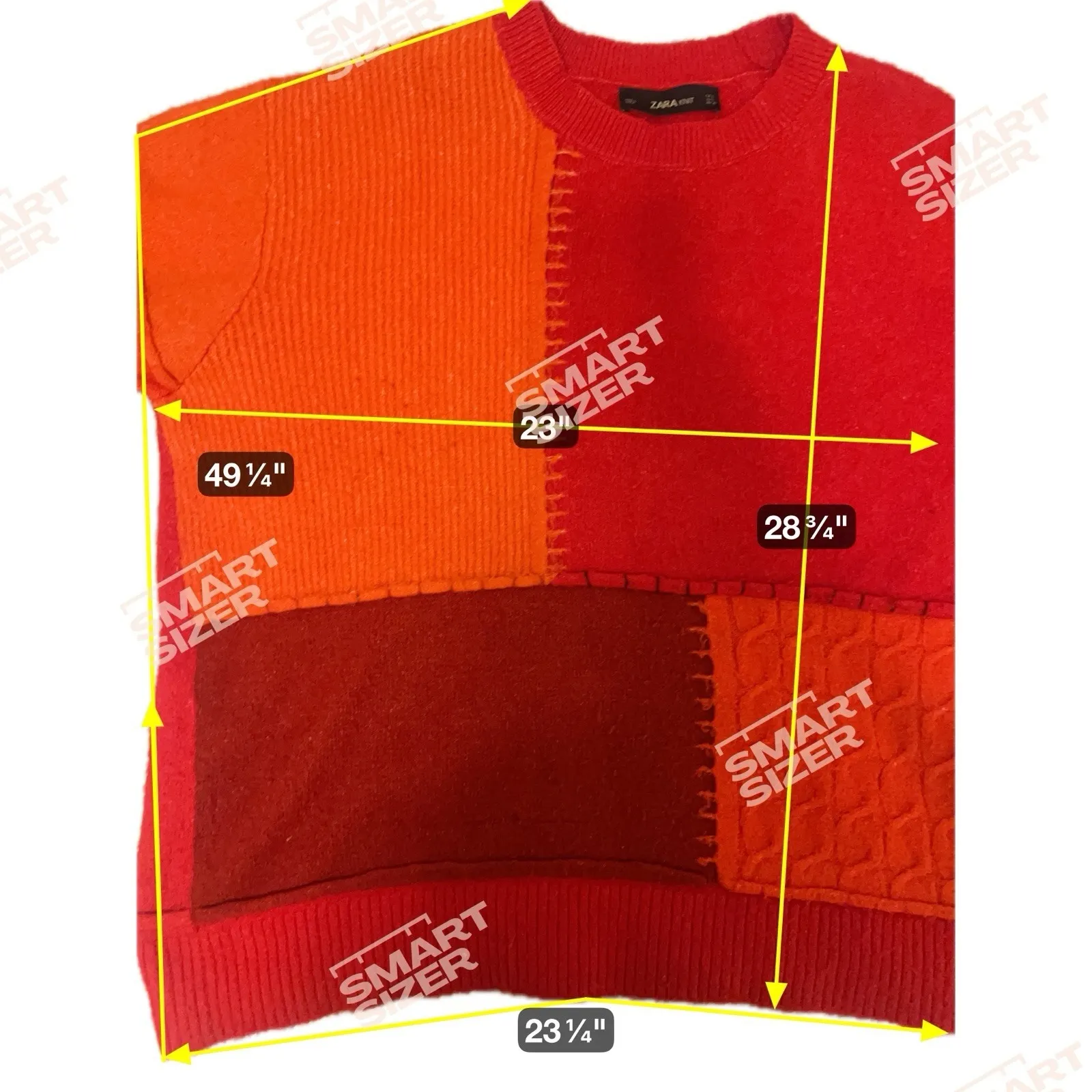 Zara Oversized Patchwork Jumper Size ‎ Small  Red - Image 4