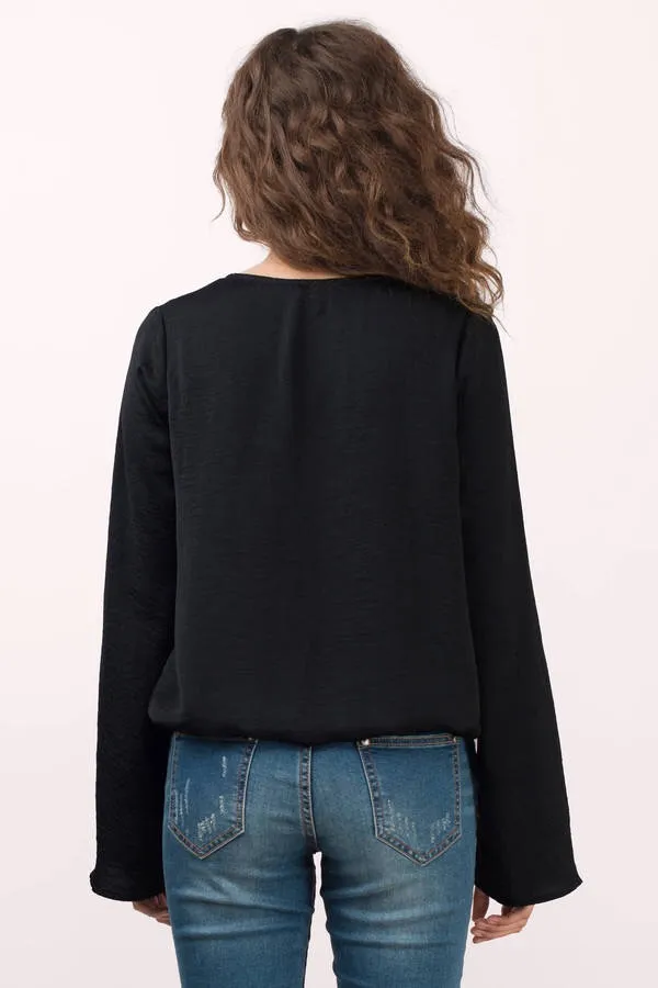 Black Surplice Blouse - Image 2