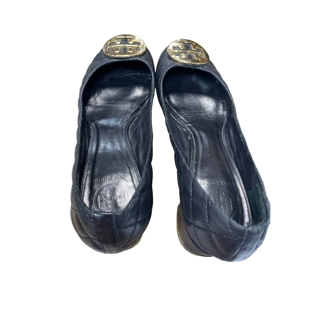 Tory Burch Womans Black Leather quilted  2.5" Slip on heels Sz 6 SKU 9532 - Image 13