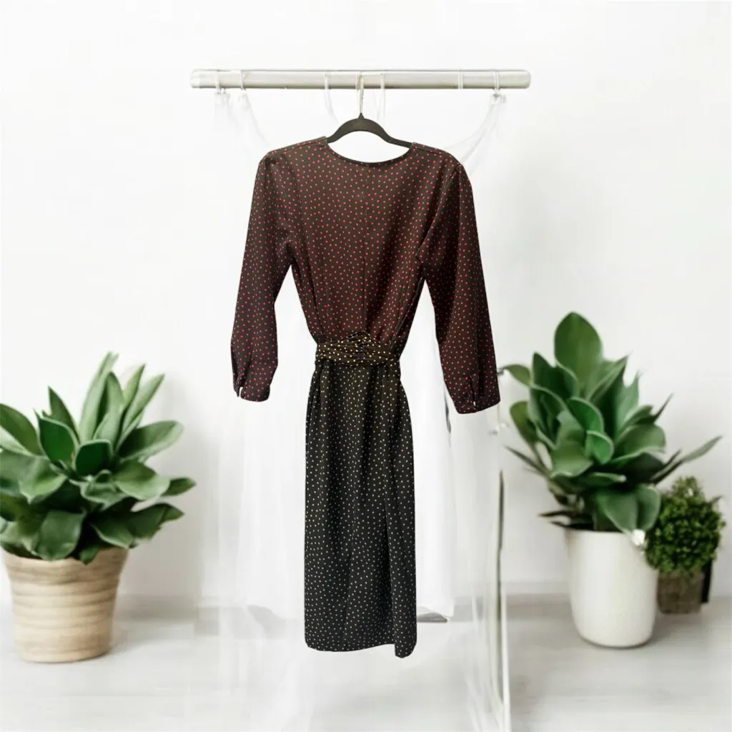 Zara Polka Dot Midi Wrap Dress Size Medium - Image 4