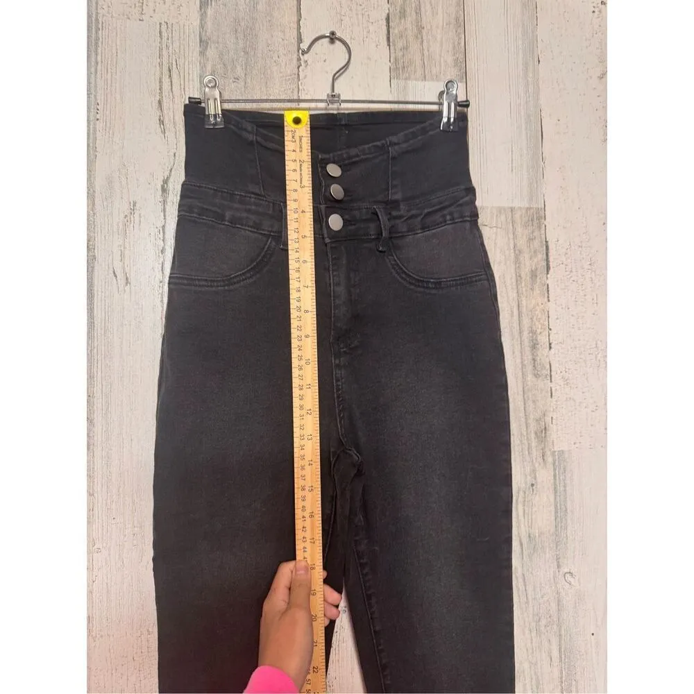 Shein Black High Waist Skinny Jeans – Size 26 Small Black - Image 5