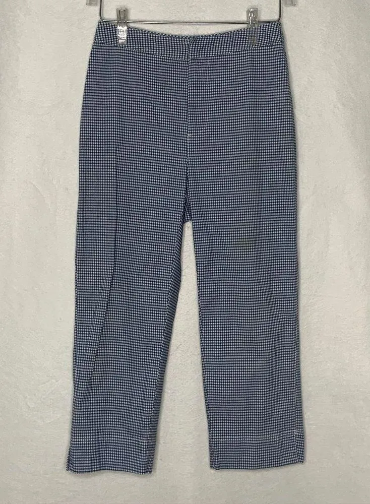 Vintage Liz Claiborne Blue Gingham Crop Pants 7PE - Image 2