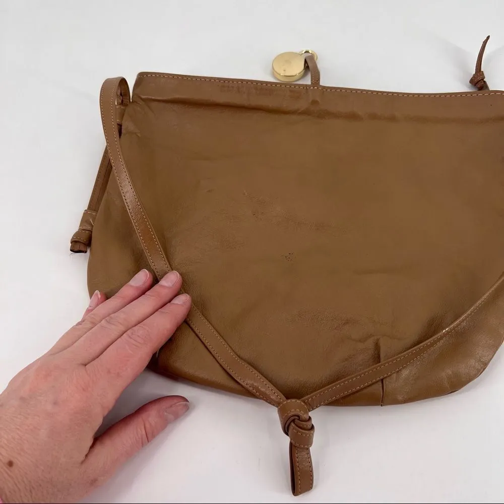 Vintage‎ 80s leather hand bag shoulder bag boho tan Tan - Image 5