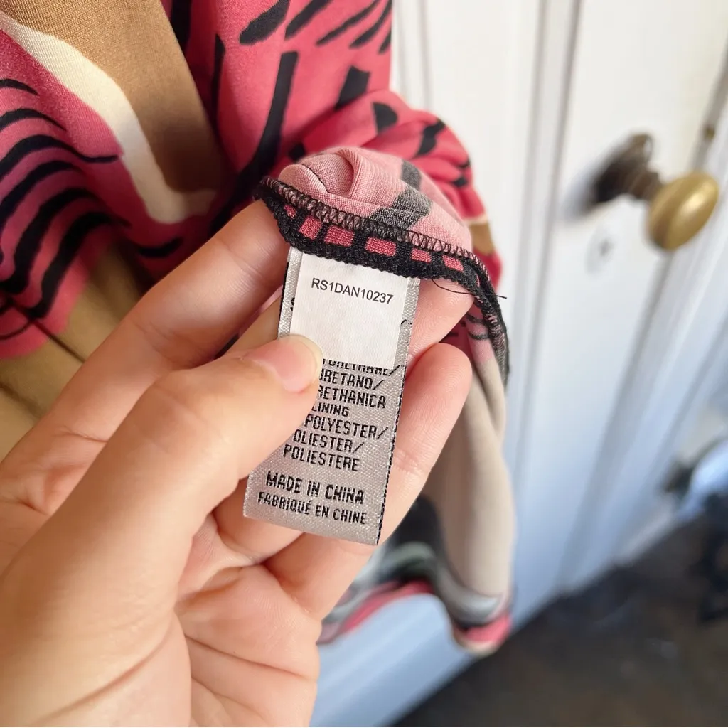 Tibi • Faux Wrap Jersey Dress red graphic tropical print draped knit cocktail - Image 10