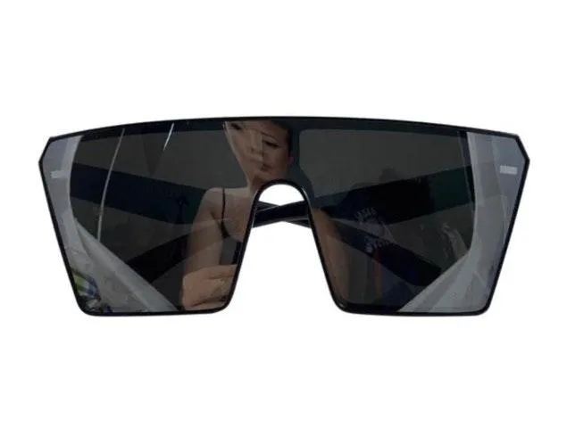 Silver metallic rectangular shield shades - Image 2