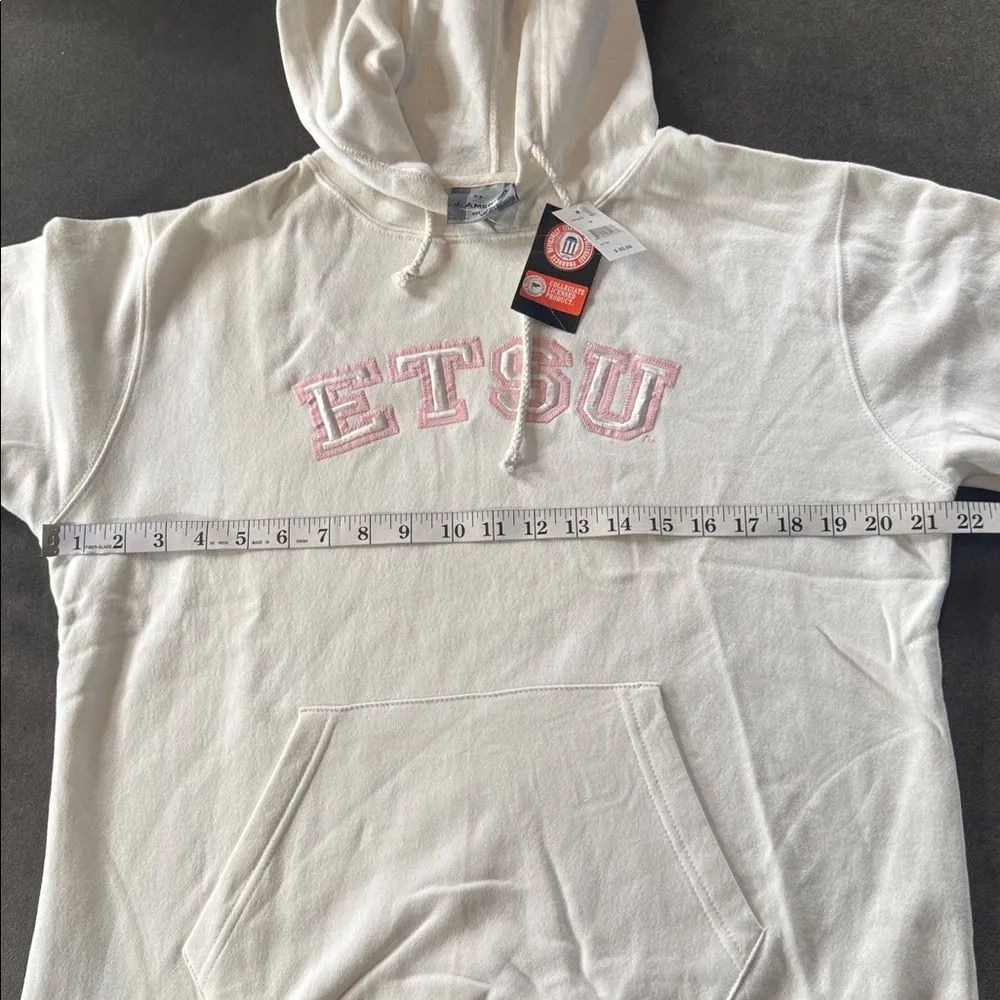 Women’s White Embroidered ‘ETSU’ Hoodie East Tennessee State University Size M - Image 8