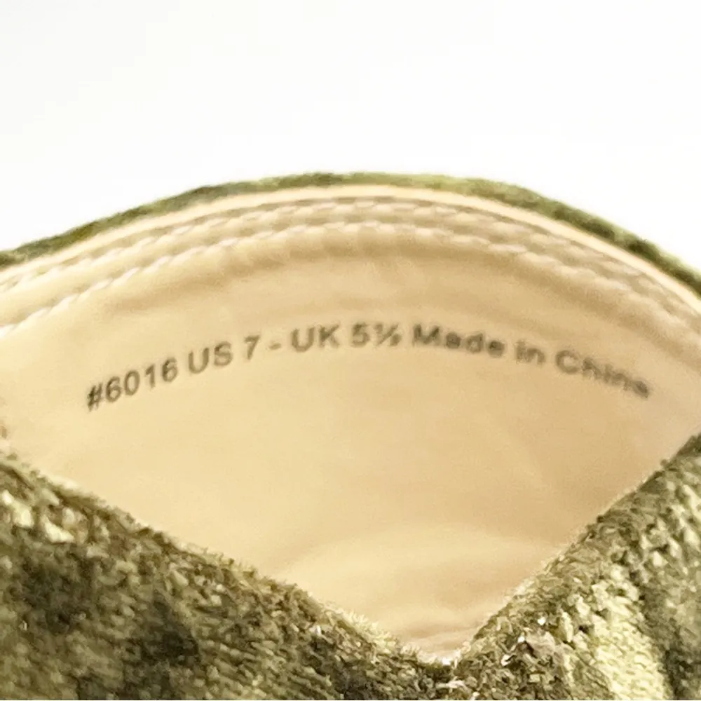 CABI Interlock Moss Green Velvet Open Toes Chunky Block Heels #6016, Size 7 - Image 3