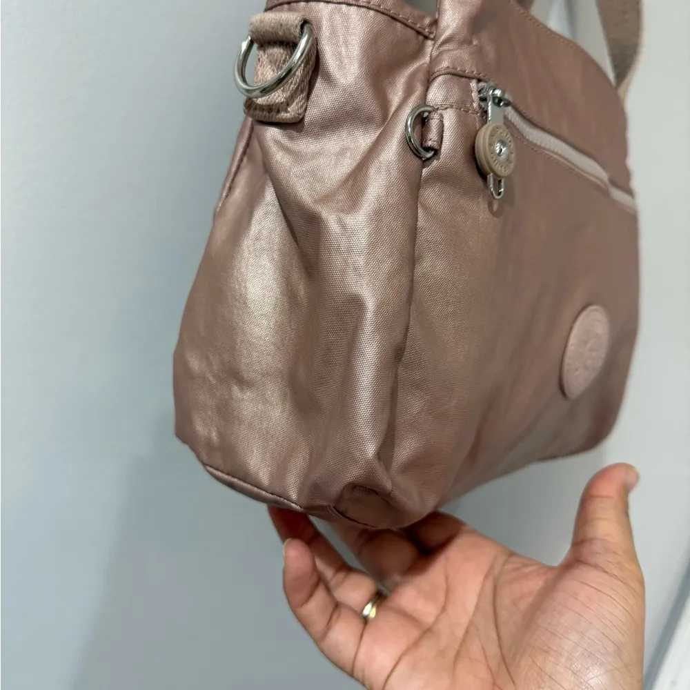 Kipling Elysia Tote Shoulder Bag Pink Metallic Purse Adjustable Strap Not Incl P - Image 3