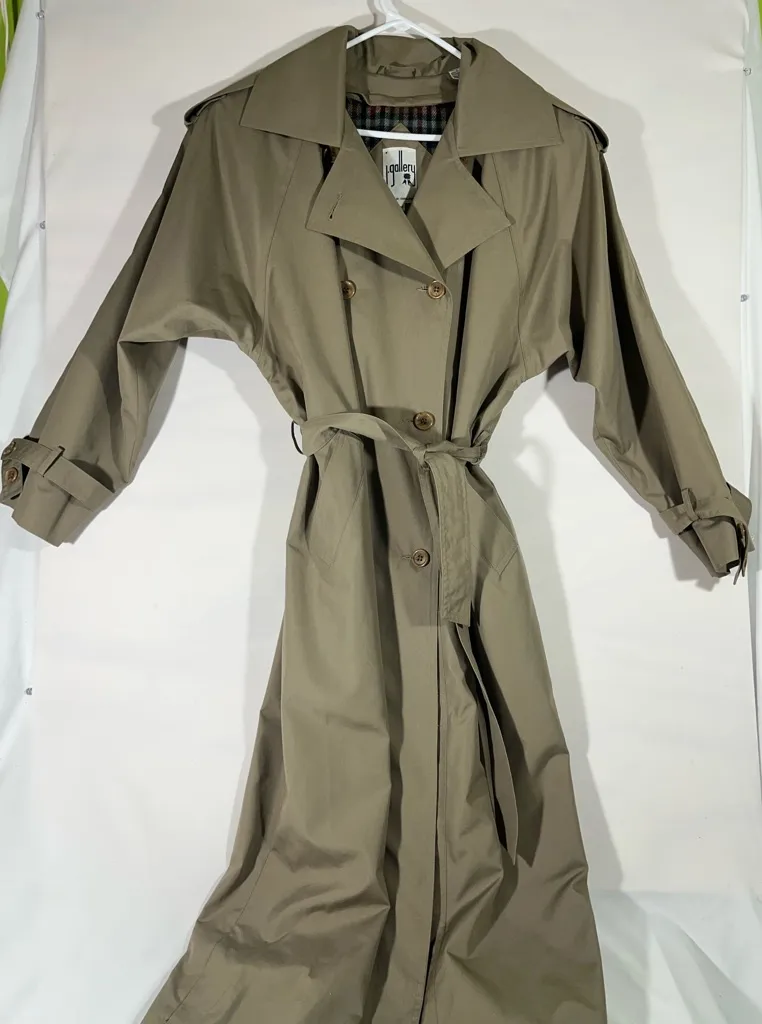 J Gallery Double Breasted Classic Women’s Trench Coat W/Lining Sz 9/10 Tan NEW - Image 1