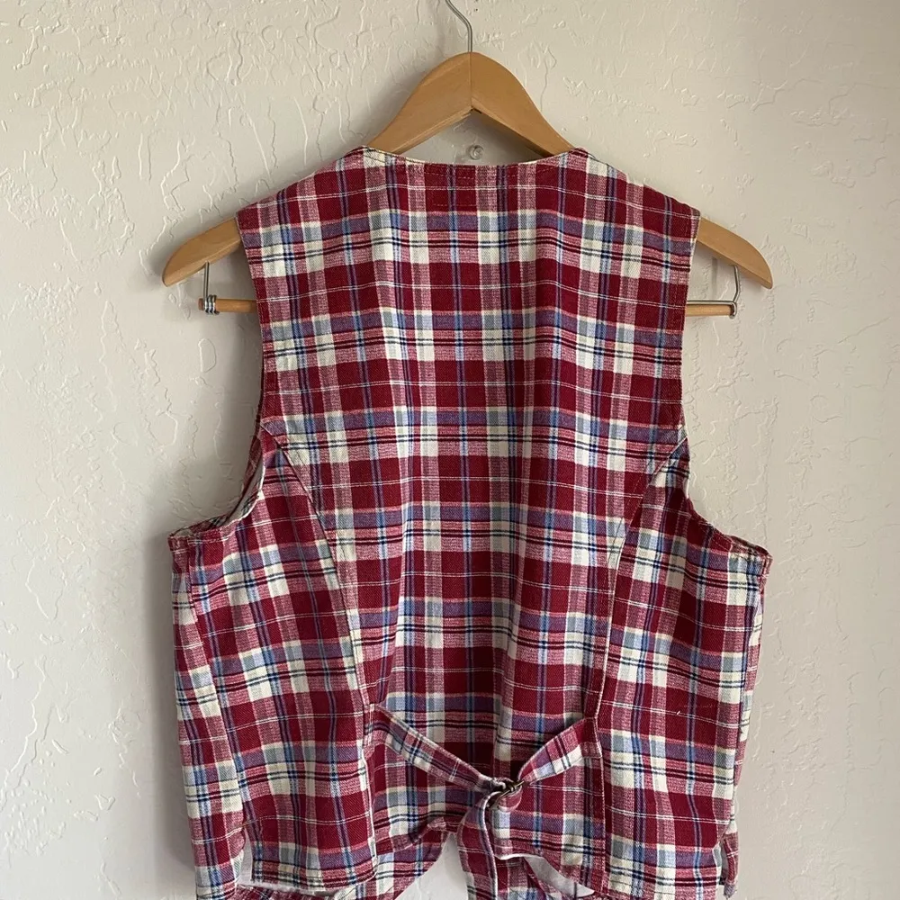 Vintage Cherokee Red Plaid Button-Up Vest - Image 2