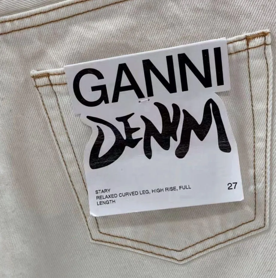NWT Ganni Barrel Jeans White High-Waisted - Image 7