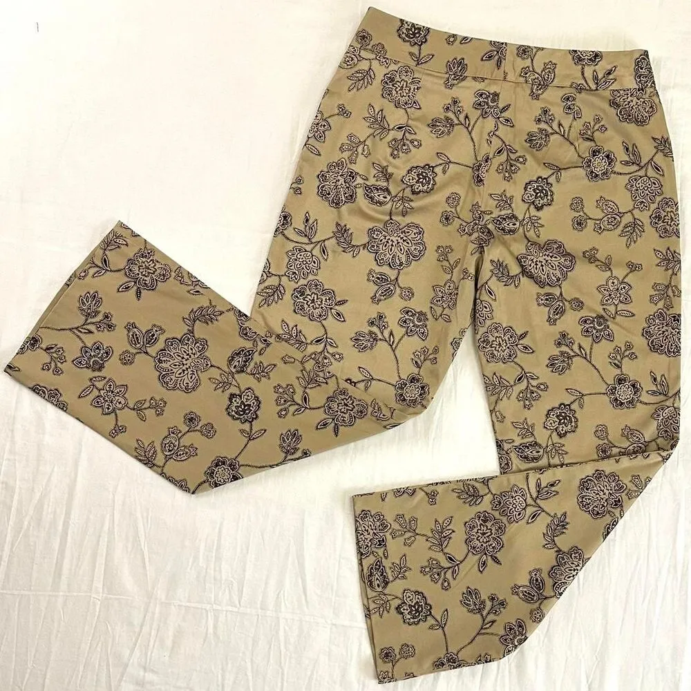 VTG 90s Willi Smith Tan Black Flocked Straight Leg Pants Sz 8 Whimsigoth Fairy - Image 4