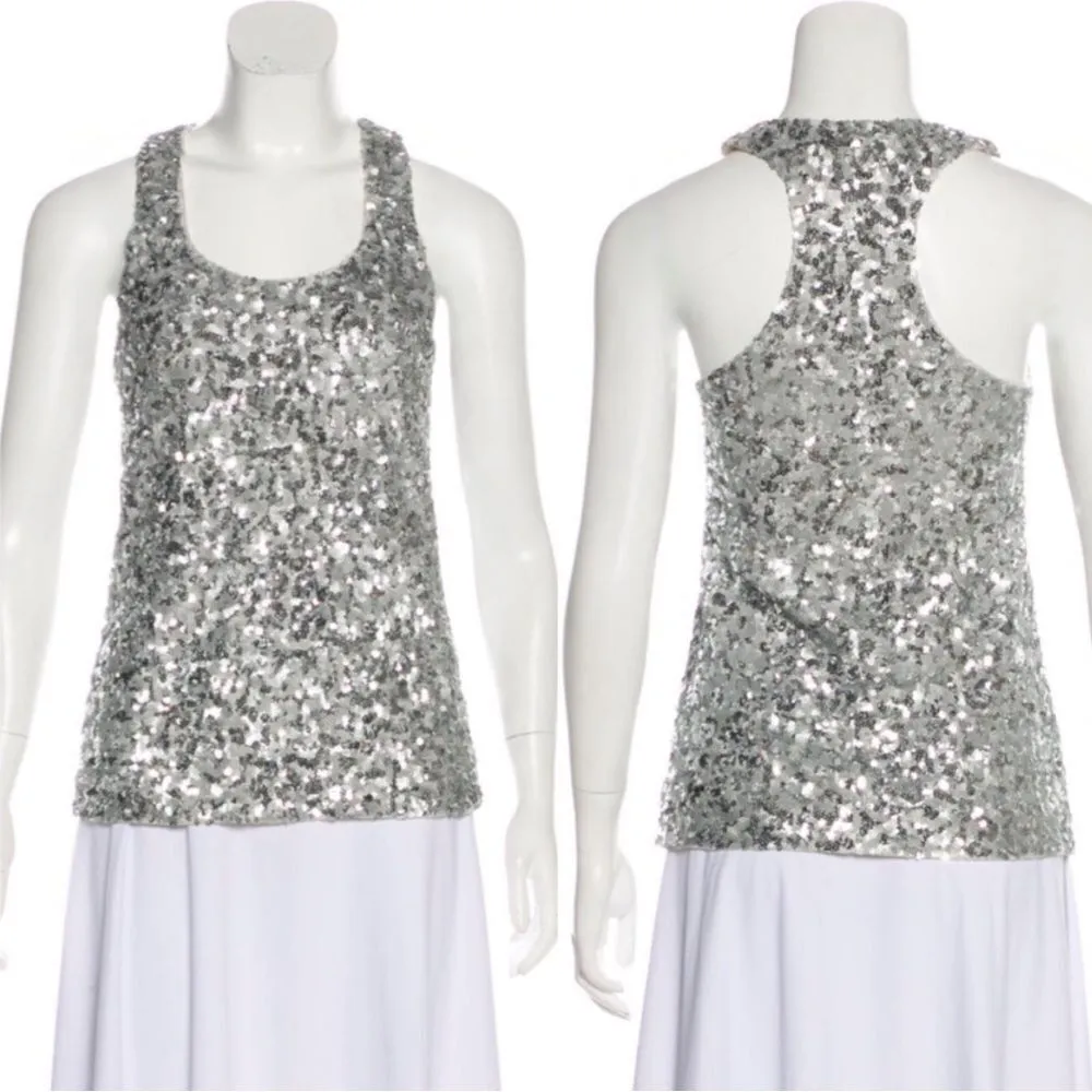 Alice and Olivia Silver Sequin Tank - Image 2