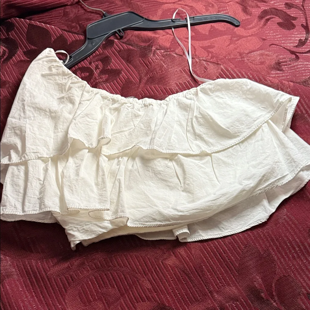 Zara White Ruffled Off-Shoulder Top - Image 3