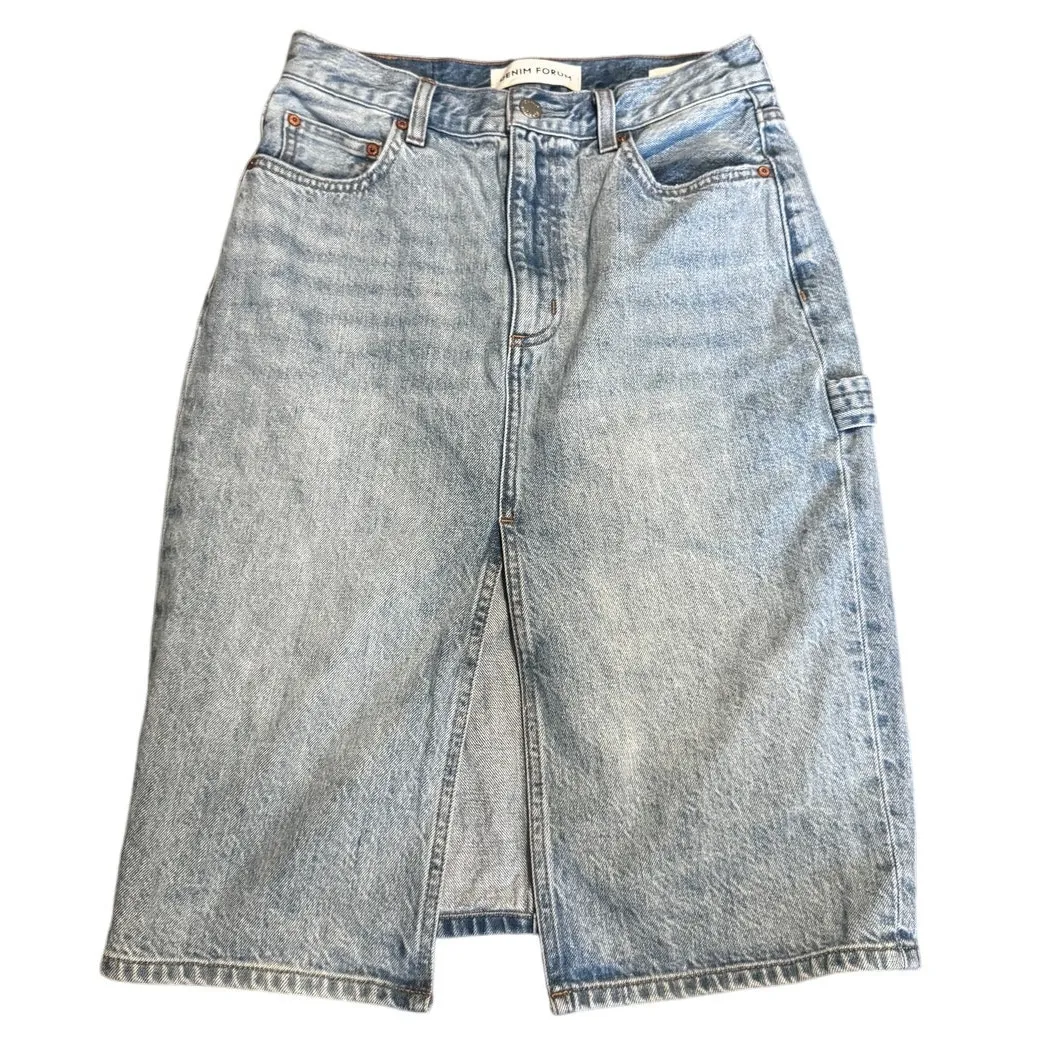 Denim Forum ’90s Carpenter Midi Pencil Skirt — Size 26 Blue - Image 2