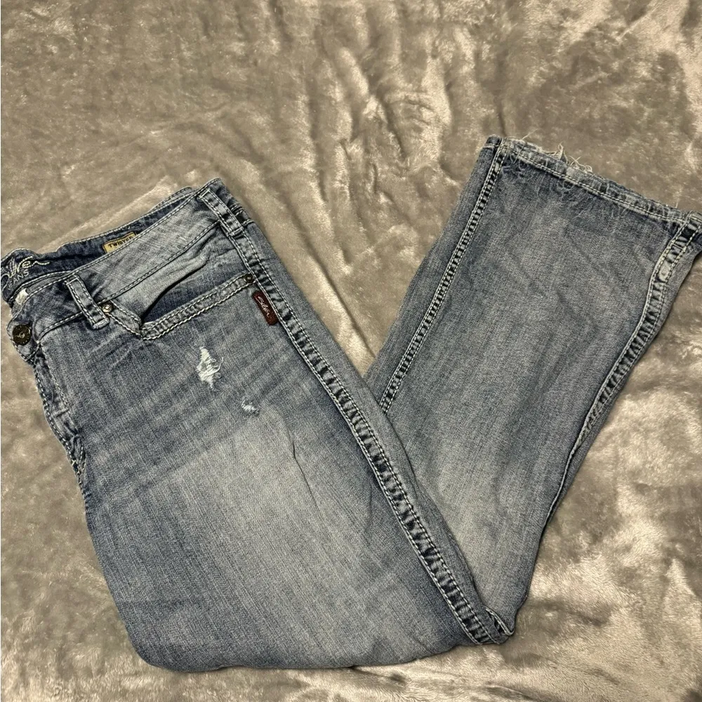 Silver Jeans Blue Twisted Boot Cut Denim with Embroidered Details - Image 2