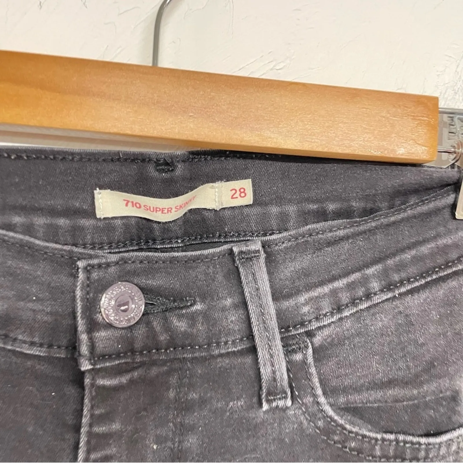 Levi’s Black 710 Super Skinny High Rise Jeans Womens 28 Classic Fall Denim Zip - Image 4