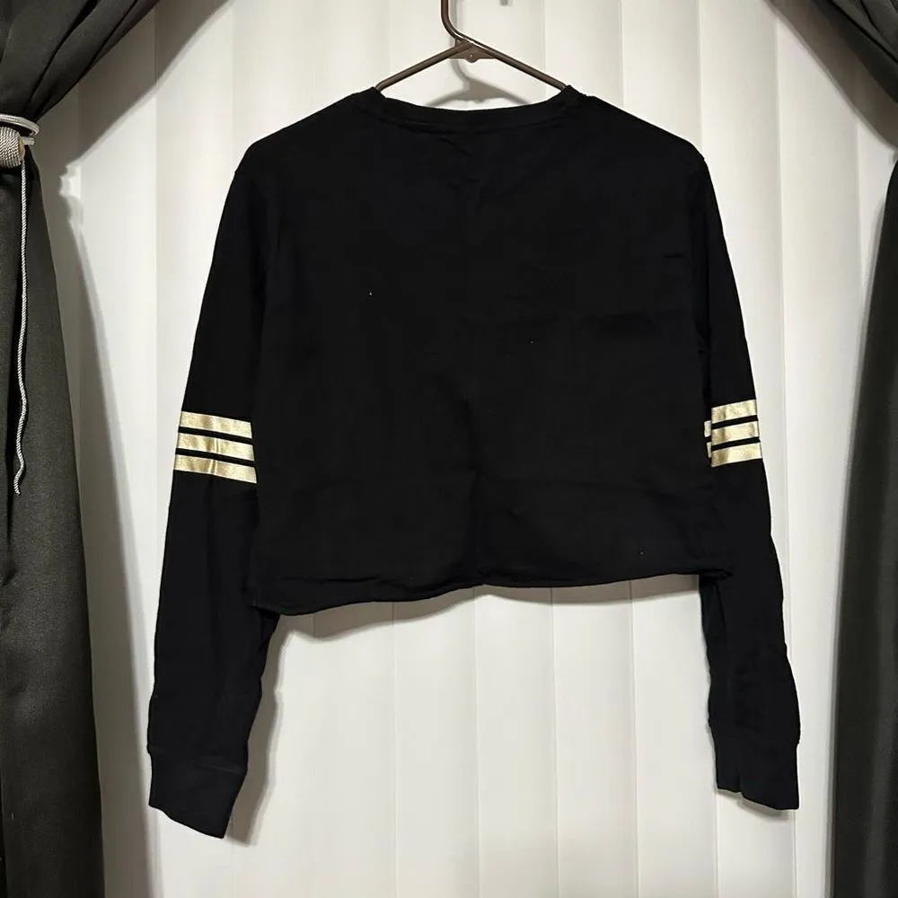 NOLA New Orleans Saint black/gold sweatshirt style long sleeve crop top Black Size L - Image 4