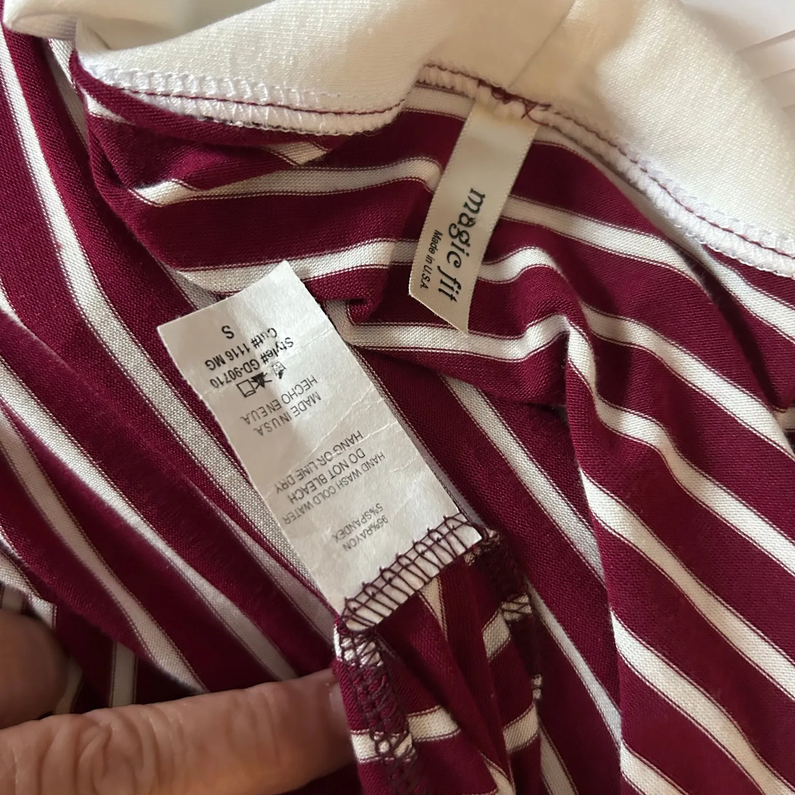 Magic Fit Open Jersey Cardigan X Long Sm USA Burgundy White Stripe Jersey Pocket Red - Image 8