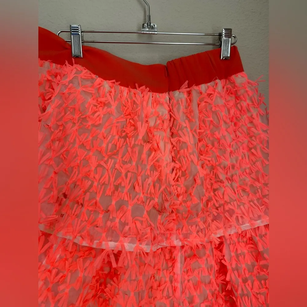 Crosby by Mollie Burch Highlighter Pink Bow Tiered Midi Skirt, Size Medium - Image 6