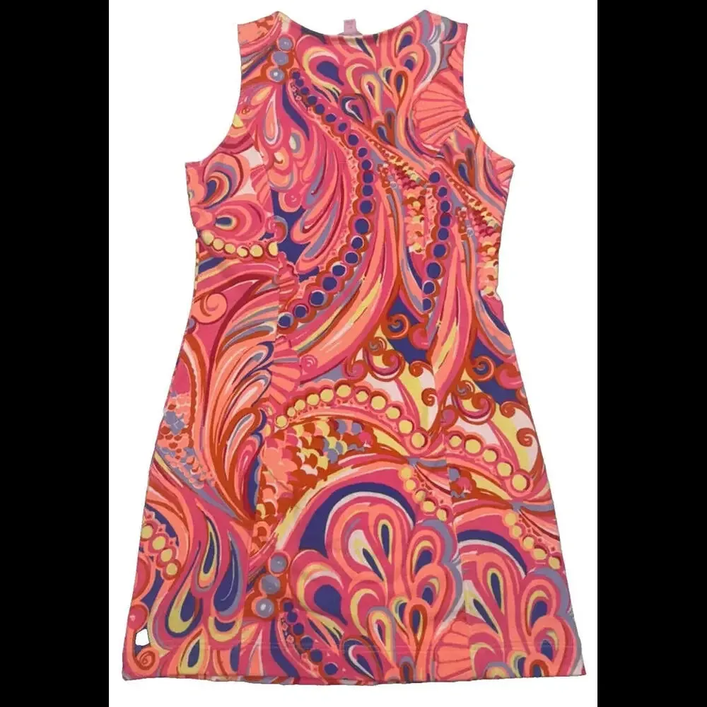 Lilly Pulitzer Multi Reef Retreat Whiting Shift Dress Stretch Terry Knit XS - Image 3