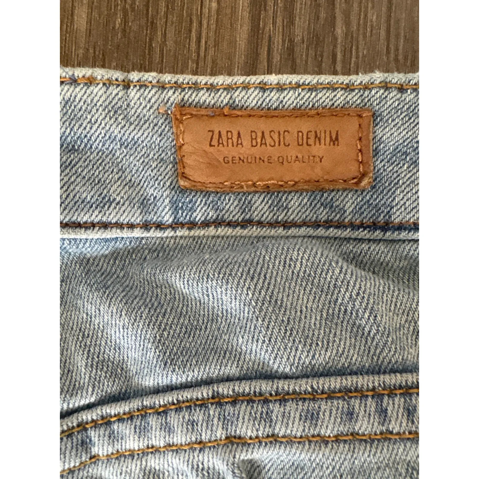 ZARA DENIM Pearl Embellished Pearl Cuffed Light Wash Boyfriend MaMa Jeans Women - Image 4