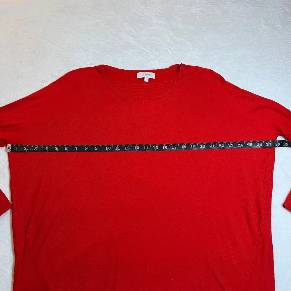 Jaye.e Crewneck Cashmere Blend Drop Shoulder Oversized Tunic Sweater Size Small Red - Image 7