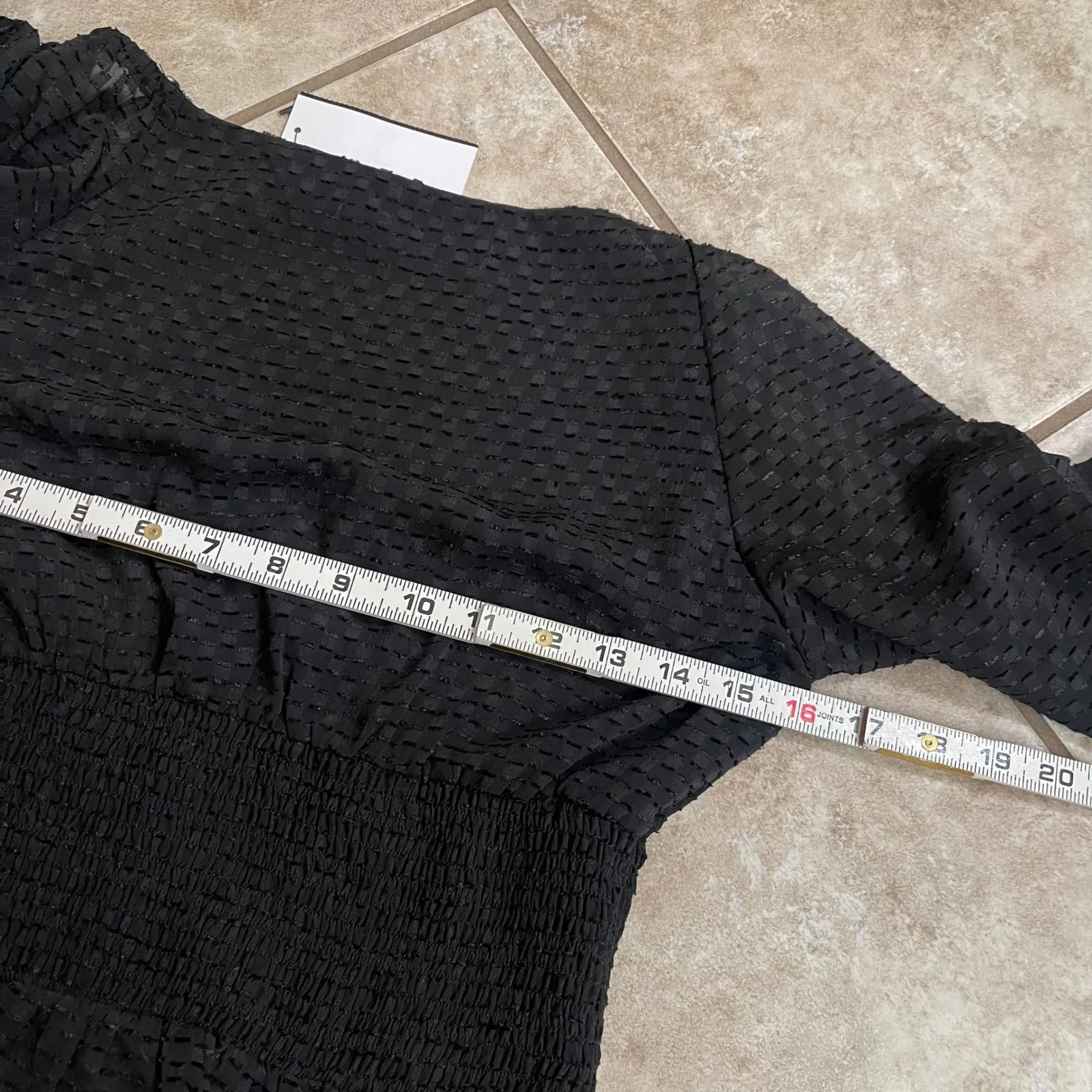 ASTR The Label Black Long Sleeve V Neck Smocked Waist Top XS nwt - Image 8