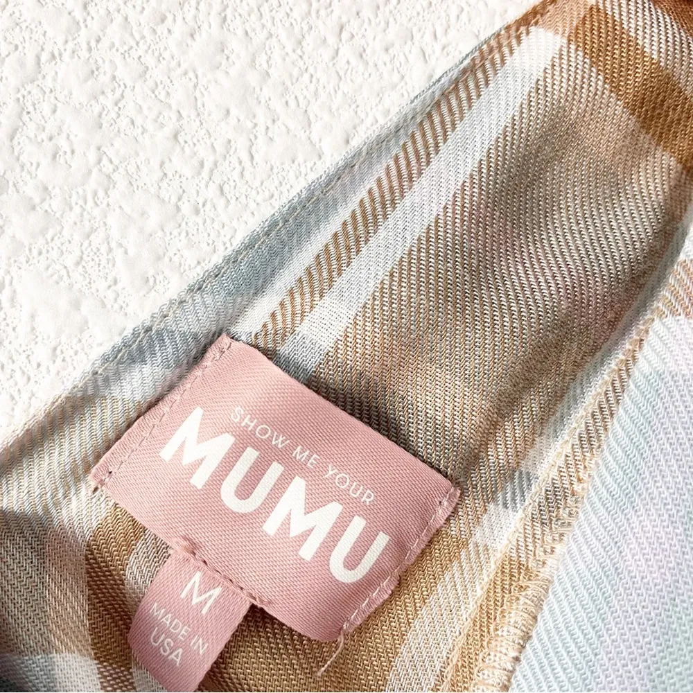 Show Me Your Mumu Maryellen Plaid Mini Dress in Blue Tan Georgetown - Image 2