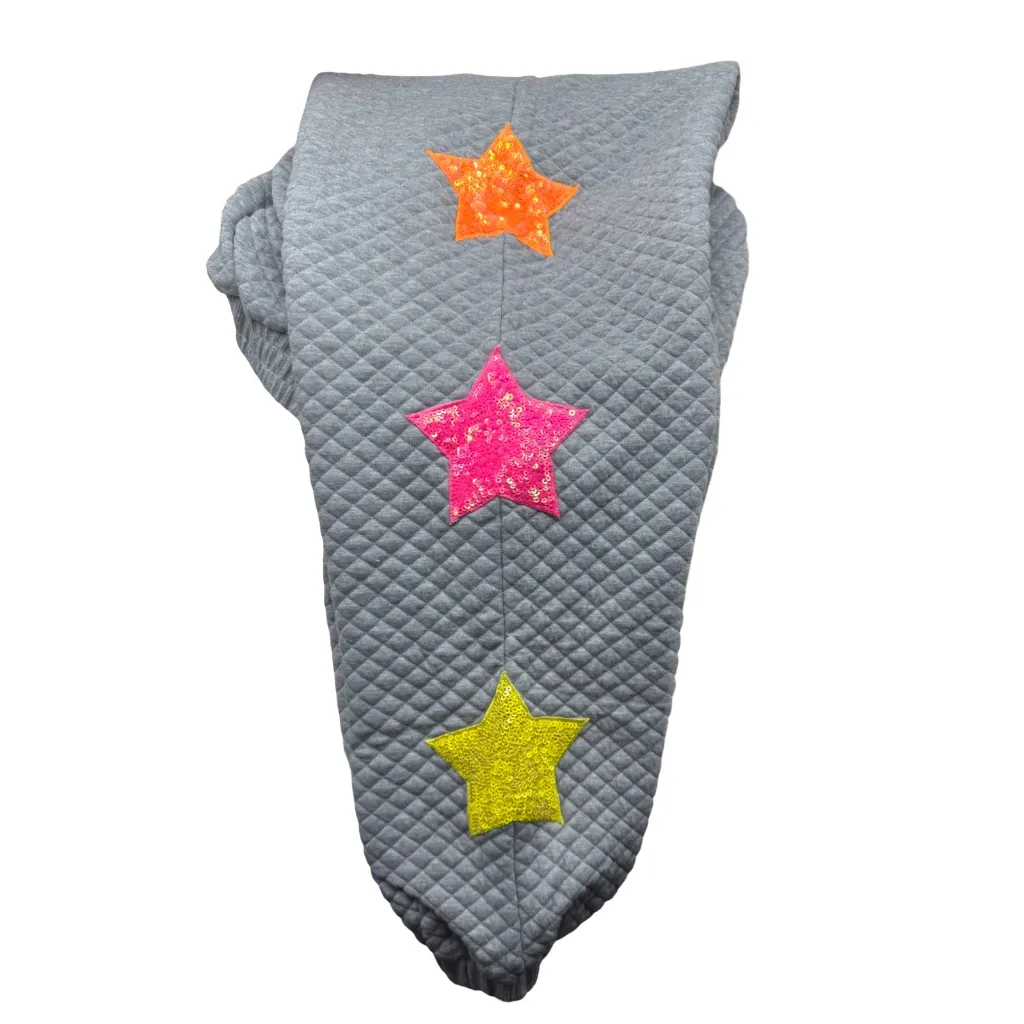 WOMEN'S ELASTIC WAIST FRONT POCKET SEQUINS STARS DETAILED SWEATPANTS Large - Image 5